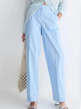 NWT J.Crew Essential Straight-Leg Pant Frozen Lake Blue Sz 10